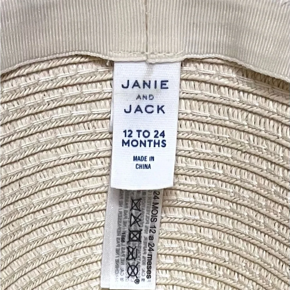 Janie and Jack Baby Girl Natural Flower Straw Hat Sz 12 to 24 Months